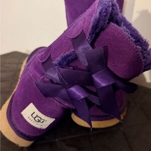 UGG Vibrant Purple Boots with Satin Bows